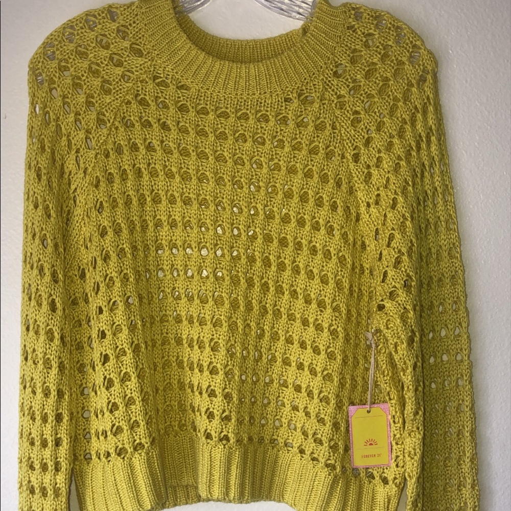 F21 Knitted Yellow Sweatshirt